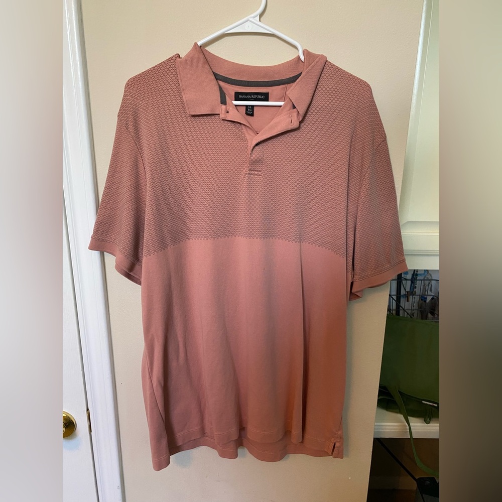 Banana Republic Mens Dress Polo Size XL Peach Colored